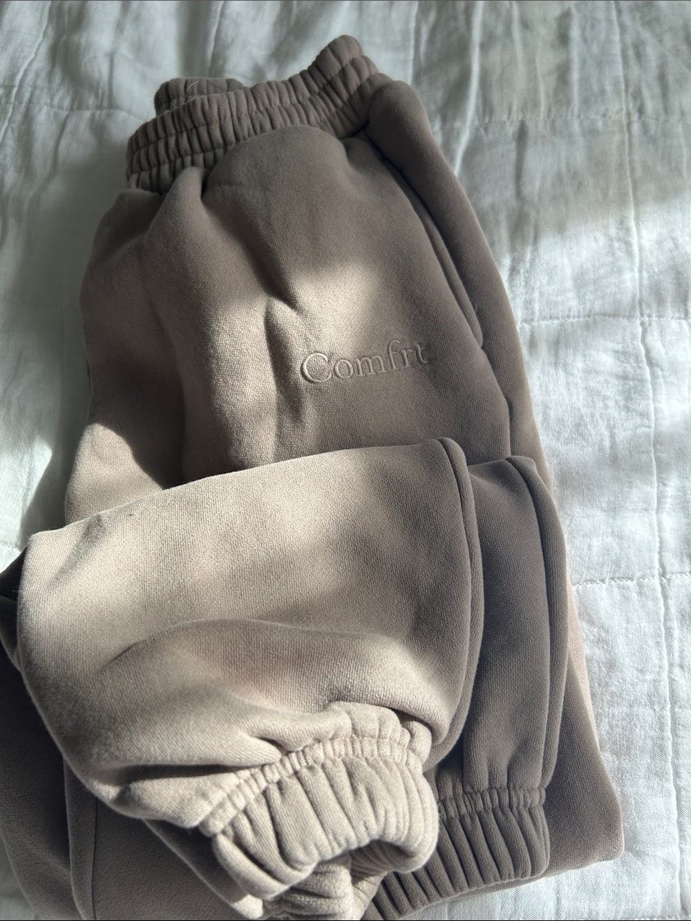 Kids Taupe Comfort Embroidered Sweatpants M